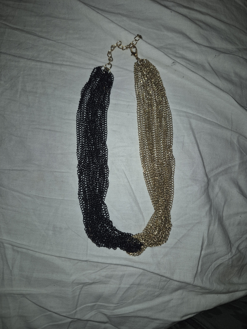 Source Unknown Black and Gold Multi-Strand Chain Necklace